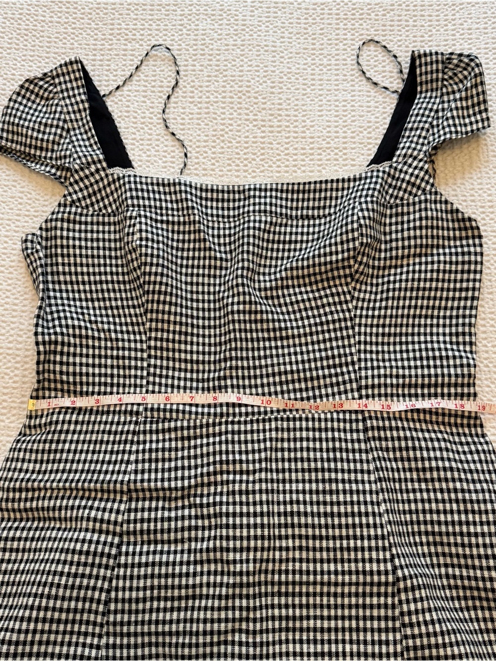 NWOT Reformation Loula Linen Dress Sample | Sz 14 | remy check / black gingham - Picture 6 of 7
